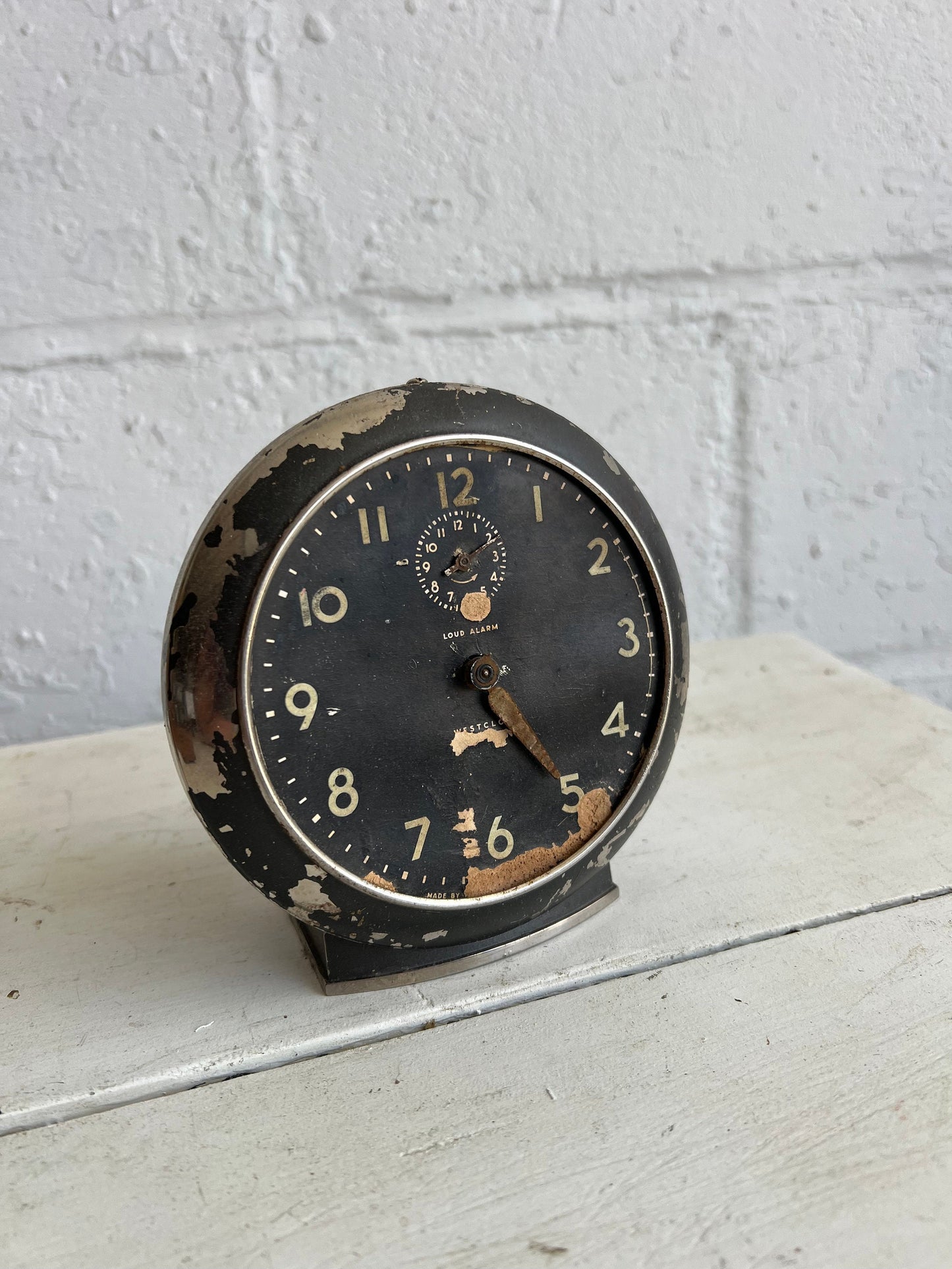Vintage Big Ben Alarm Clock, 5.5" Black Old Clock, No Glass 1940s
