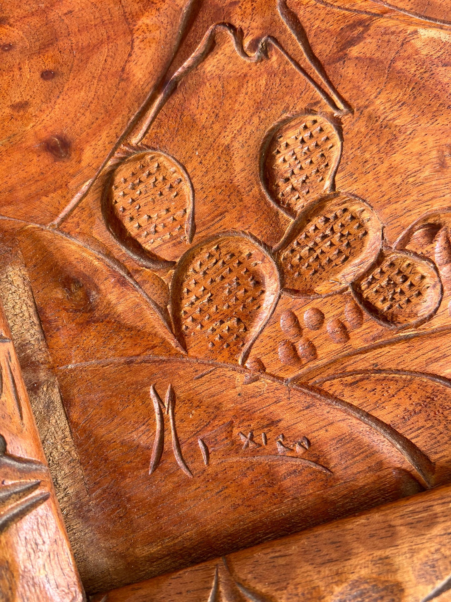 Vintage Hand Carved Wood Serving Tray, Vintage Cactus Tray, MCM Serving Tray