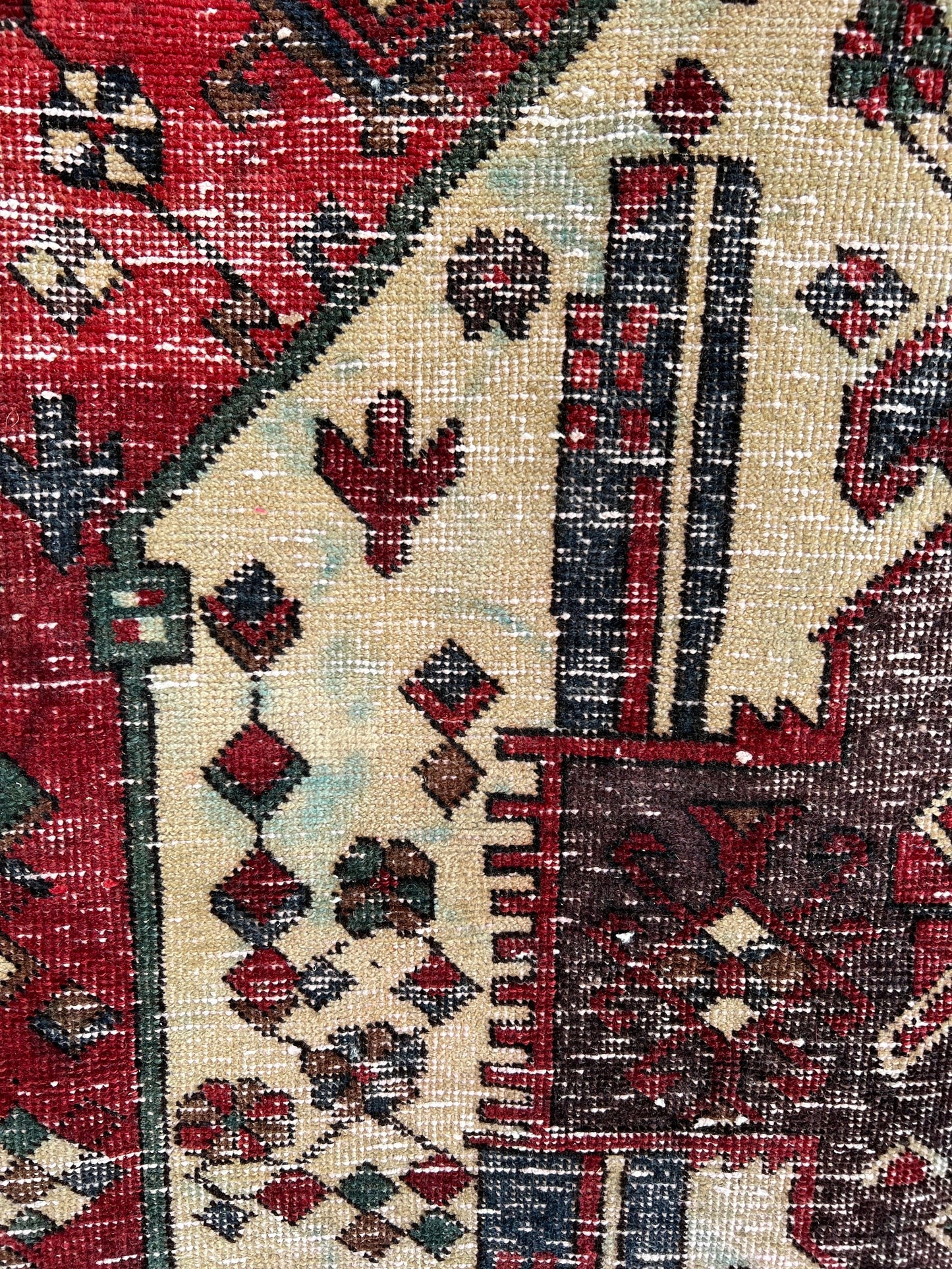 Vintage Oriental Rug 4.10x6.9', Handmade Burgundy, Cream & Blue  Pattern, Oriental rug Runner, Boho Runner, Hallway Rug, Kitchen Rug