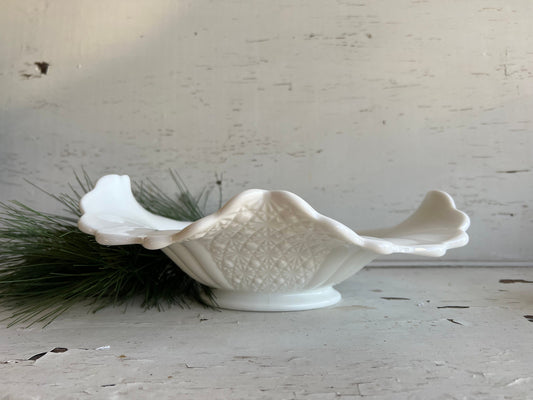 Vintage Fenton Milk Glass Bowl: Daisy Button Design, 12" Serving Dish