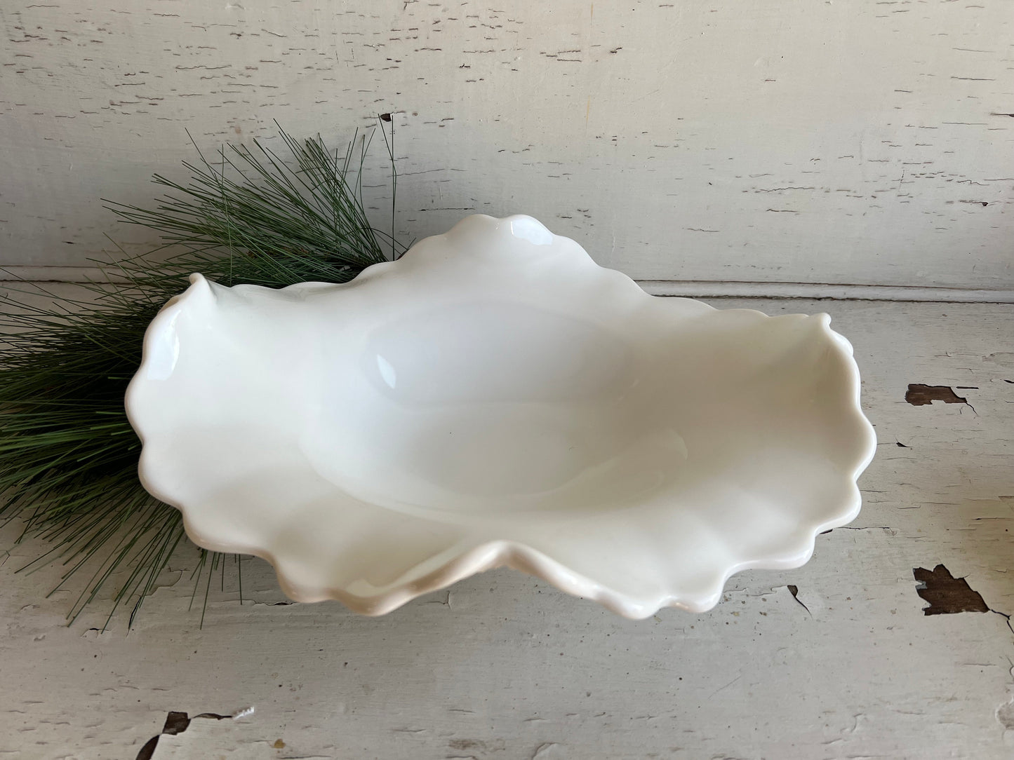 Vintage Fenton Milk Glass Bowl: Daisy Button Design, 12" Serving Dish