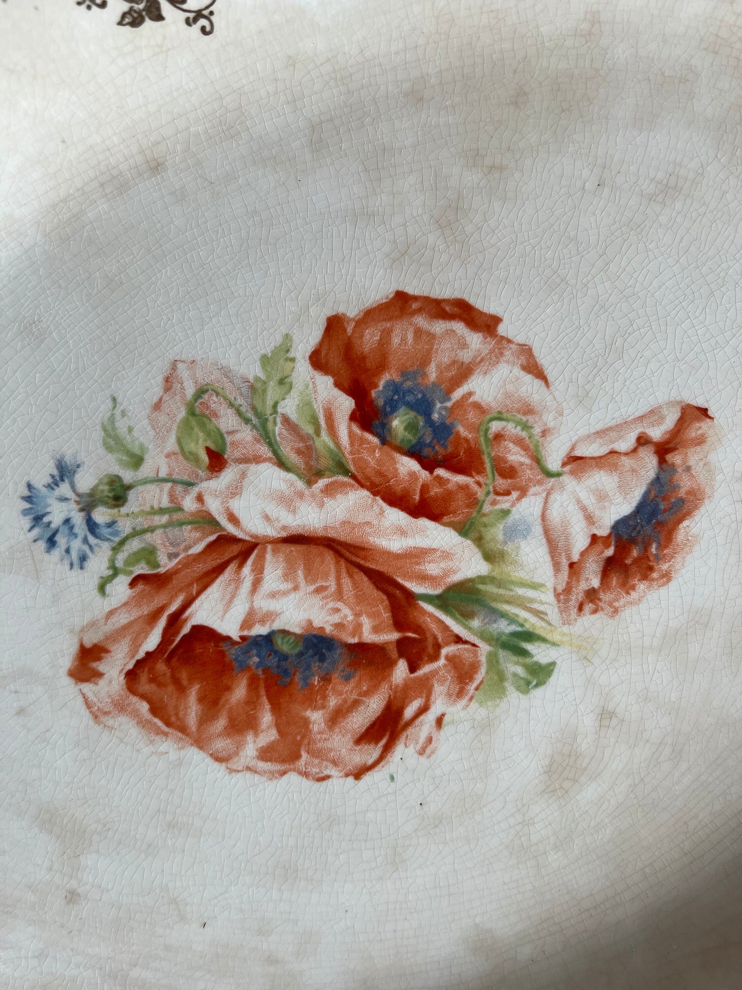 Vintage Homer Laughlin Floral & Gold Platter  | Large 15" Antique Platter