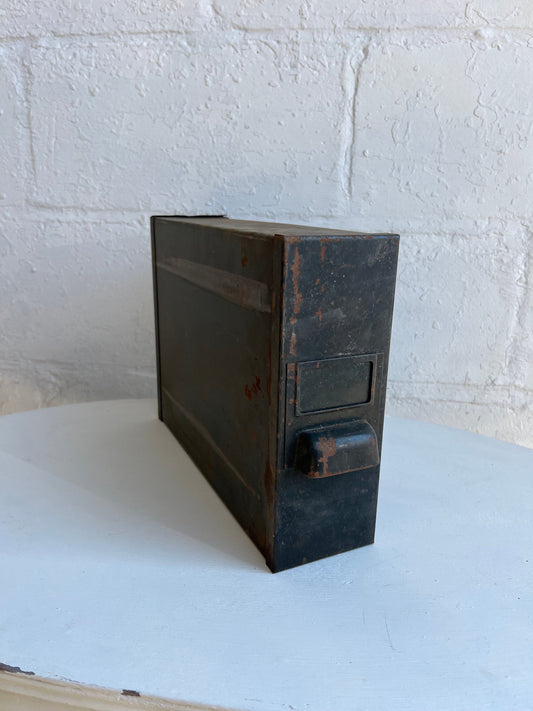 Vintage Metal File Drawer: Industrial Storage Bin, Home Decor (12.75x9.5x3.5")