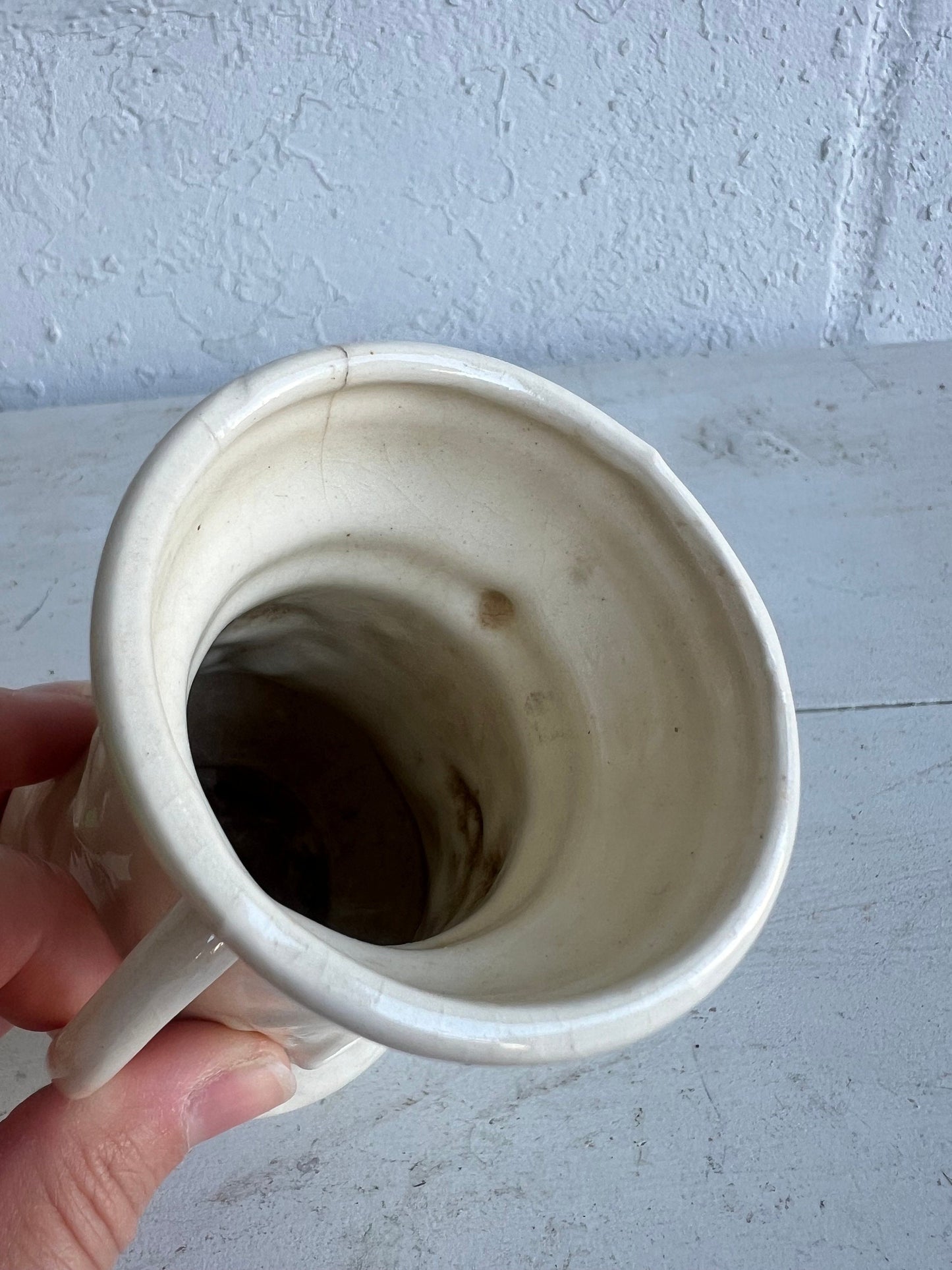 Vintage White Vase: Made in Japan, Two Figures Design