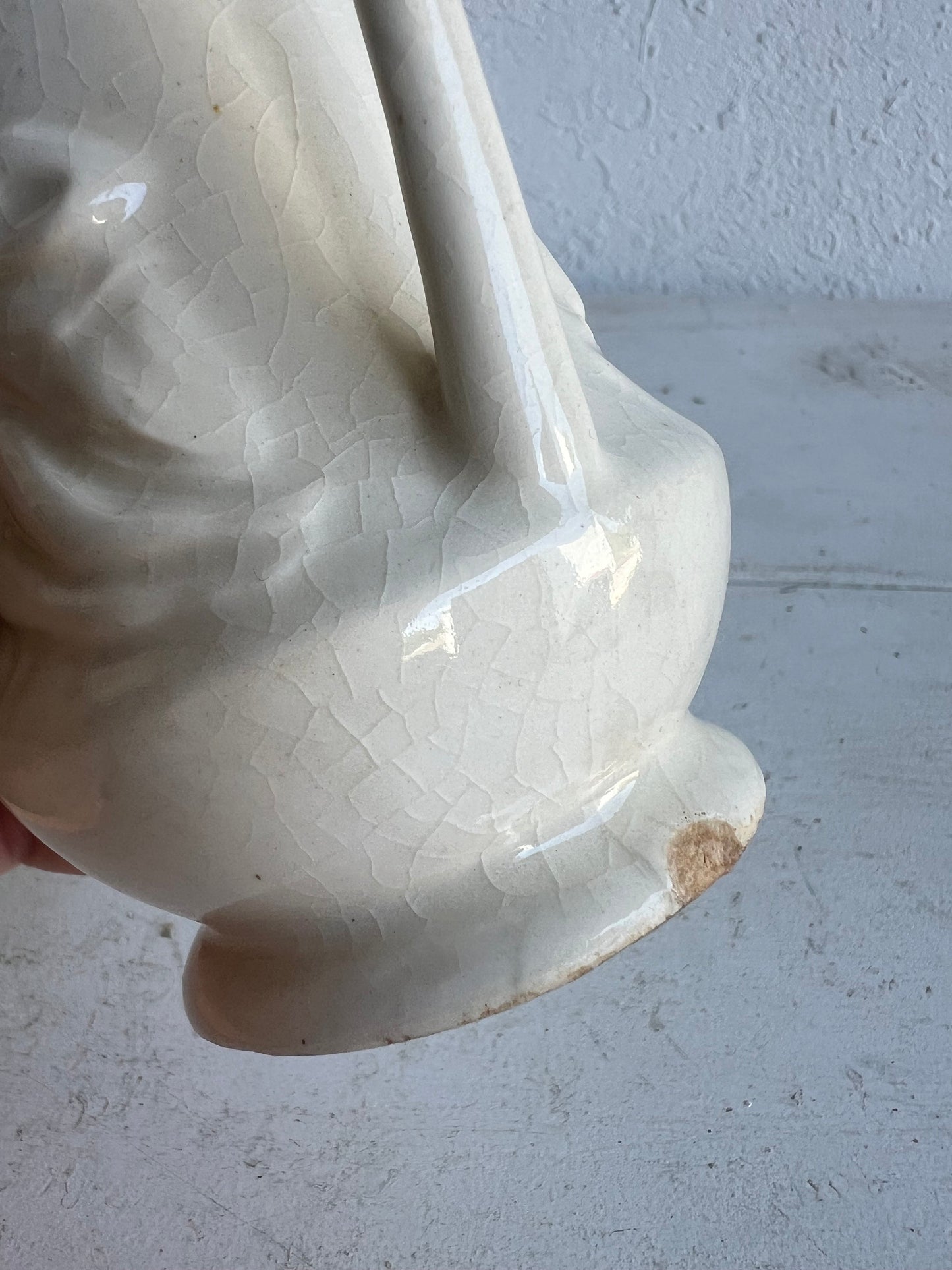 Vintage White Vase: Made in Japan, Two Figures Design