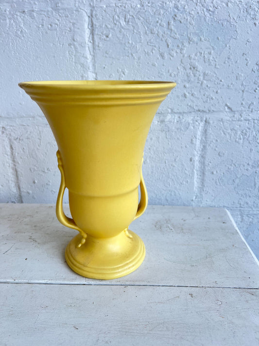 Vintage Yellow Haeger Vase: MCM Curvy Decor (9.25")