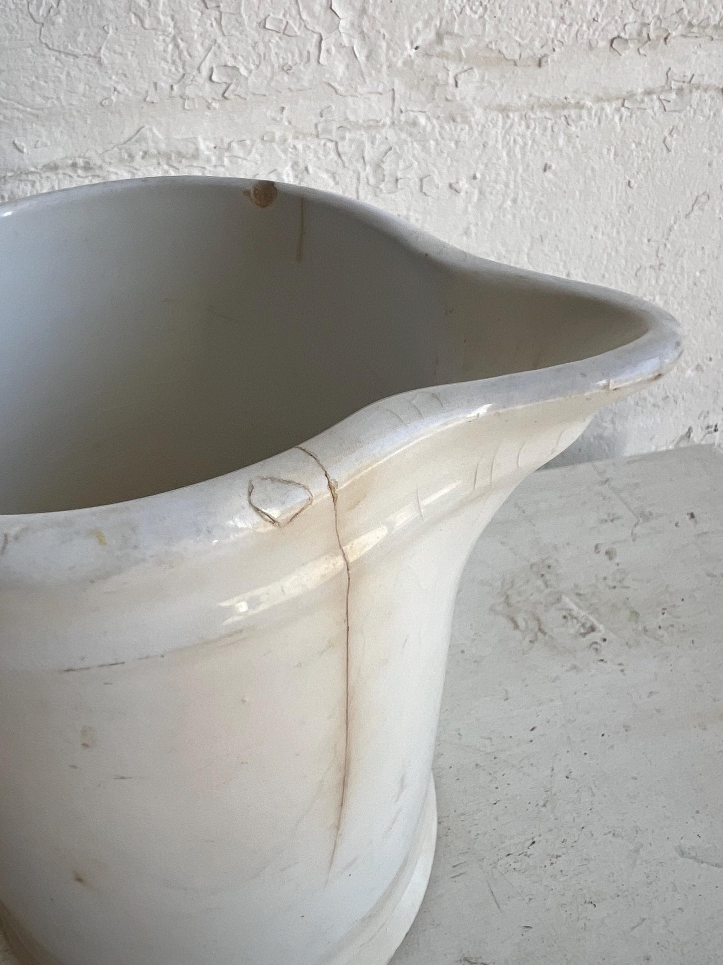 Antique Ironstone Milk Pitcher: Farmhouse Decor, Hotel Hercules China