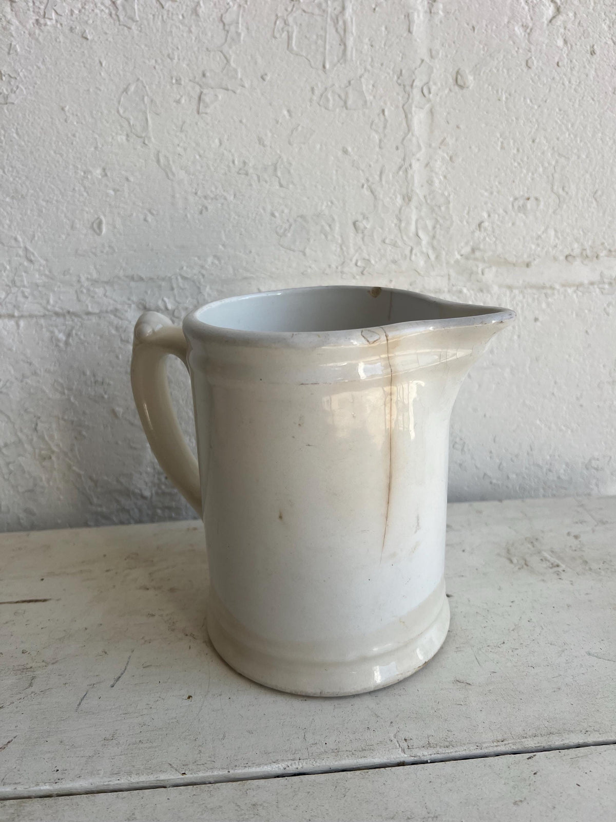 Antique Ironstone Milk Pitcher: Farmhouse Decor, Hotel Hercules China