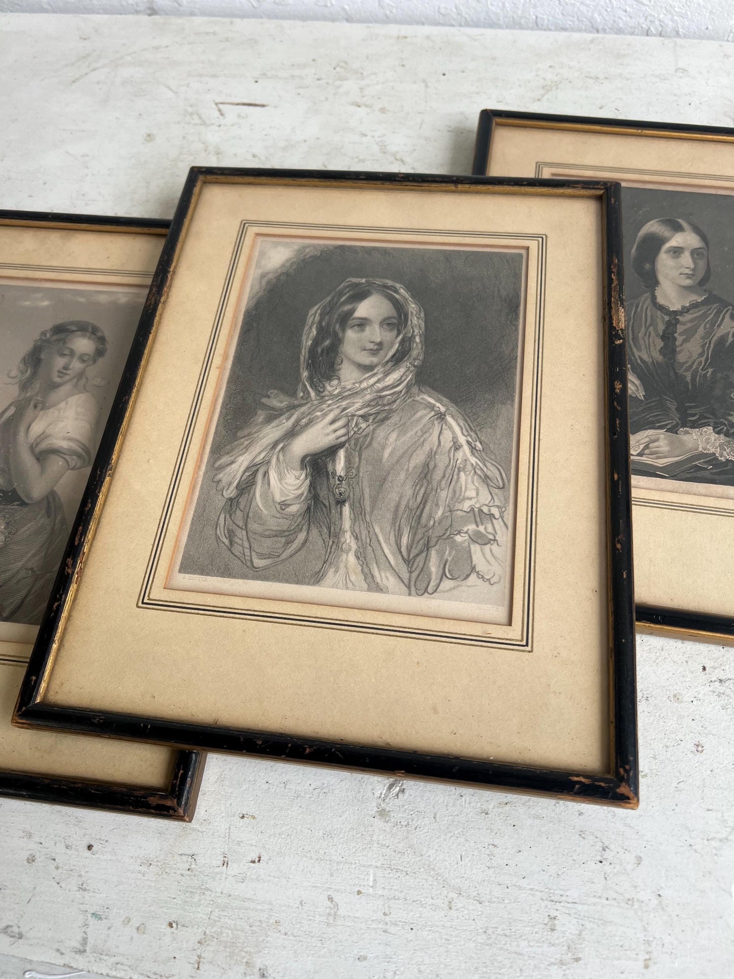 Antique Framed Portrait Prints: W.H. Mote, Set of 3