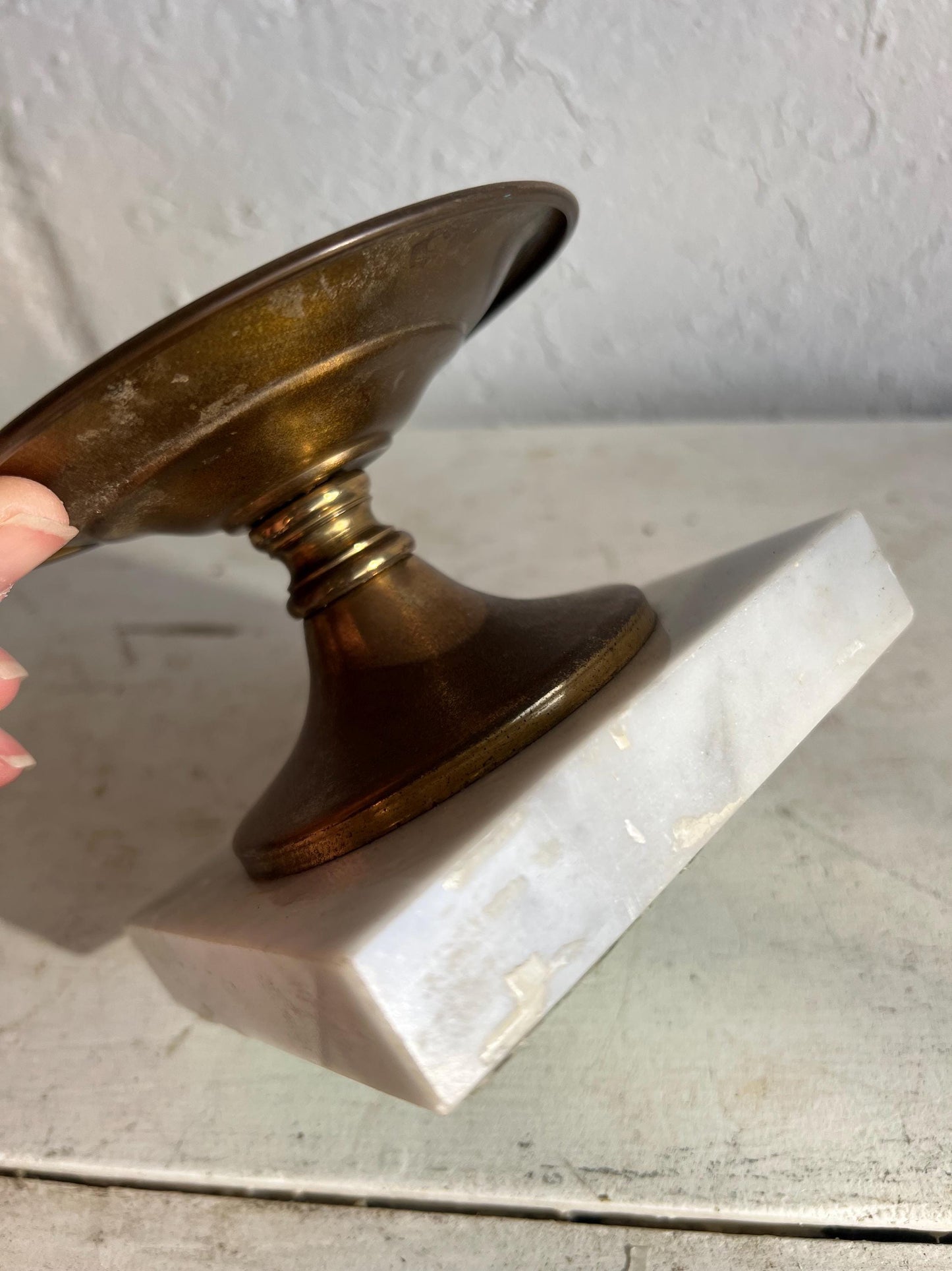 Vintage Brass Candle Holder with Marble Base