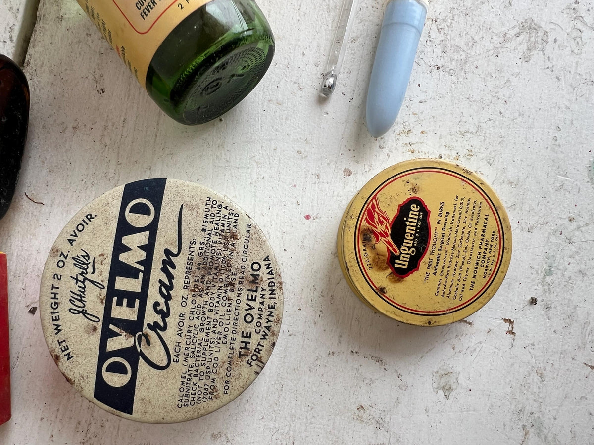 Vintage Medicine Cabinet Lot: Lysol, Ben-Gay, Campho-Phenique, Unguentine