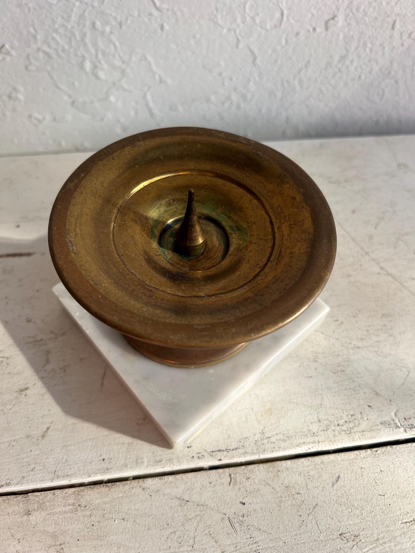 Vintage Brass Candle Holder with Marble Base