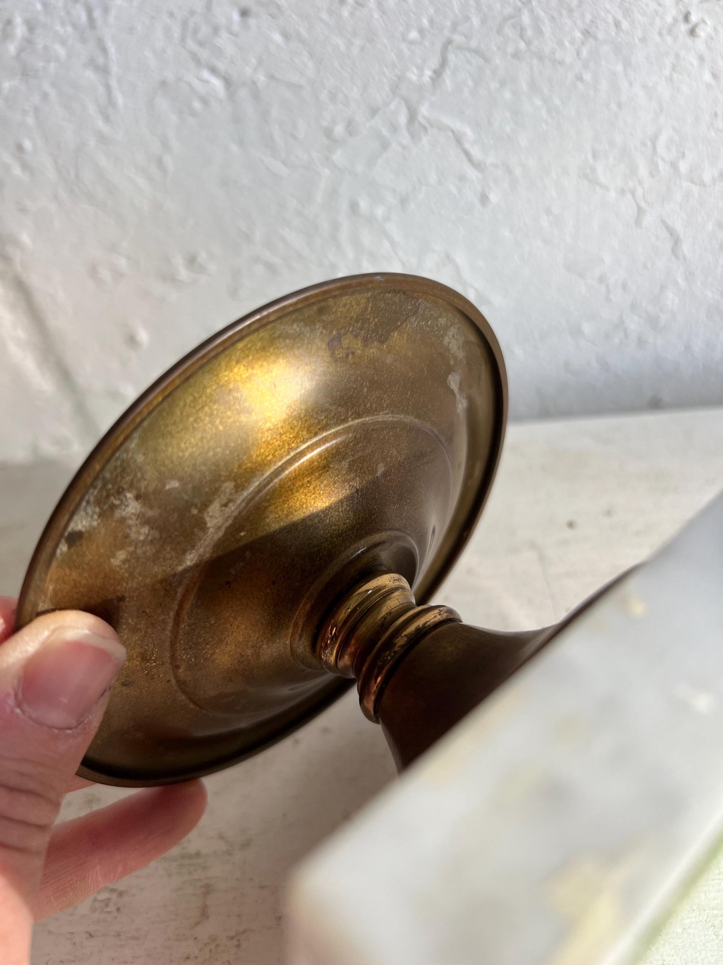 Vintage Brass Candle Holder with Marble Base