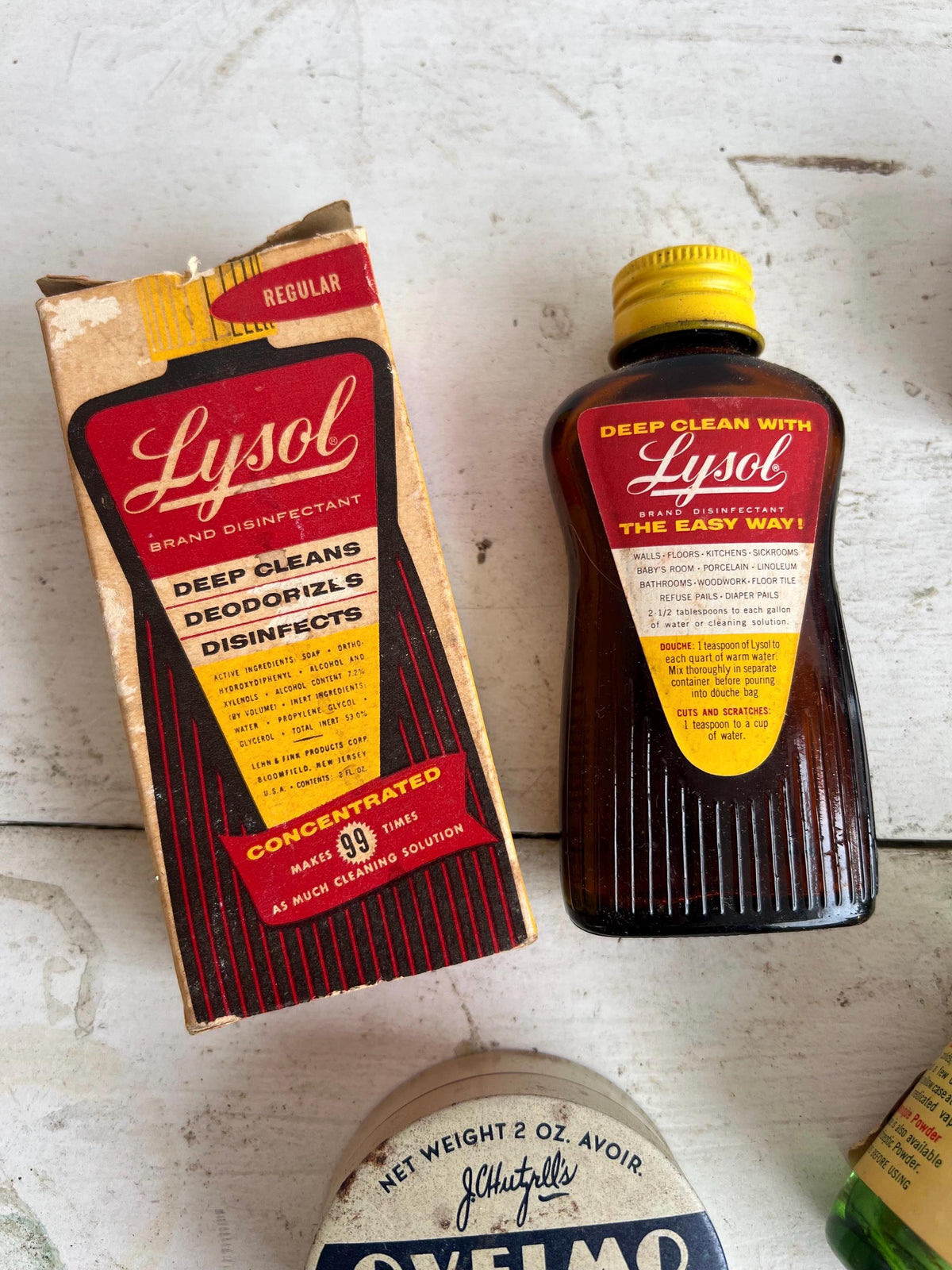 Vintage Medicine Cabinet Lot: Lysol, Ben-Gay, Campho-Phenique, Unguentine