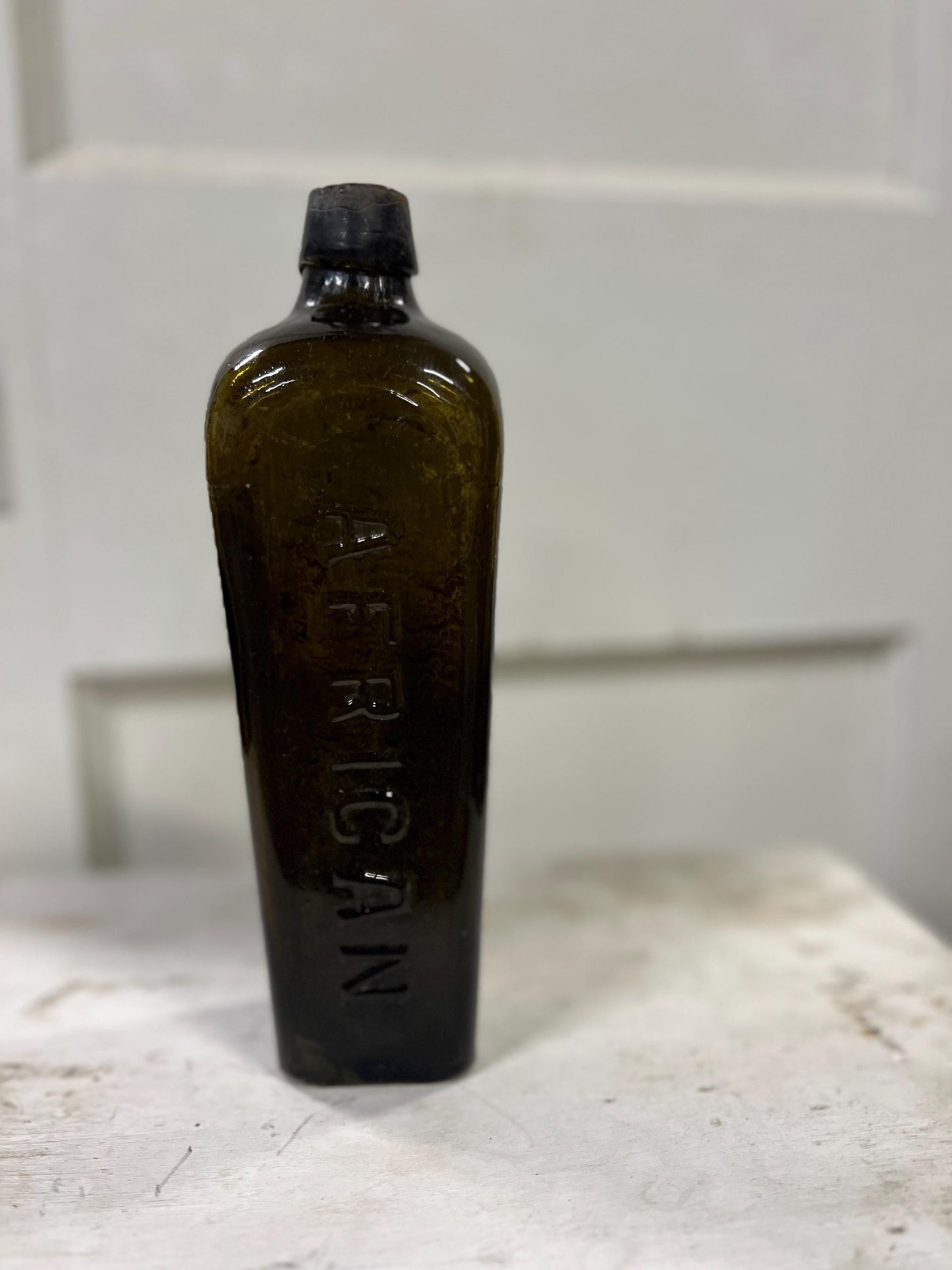 Antique African Gin Bottle: 1860s-1890s Green Glass Apothecary Decor