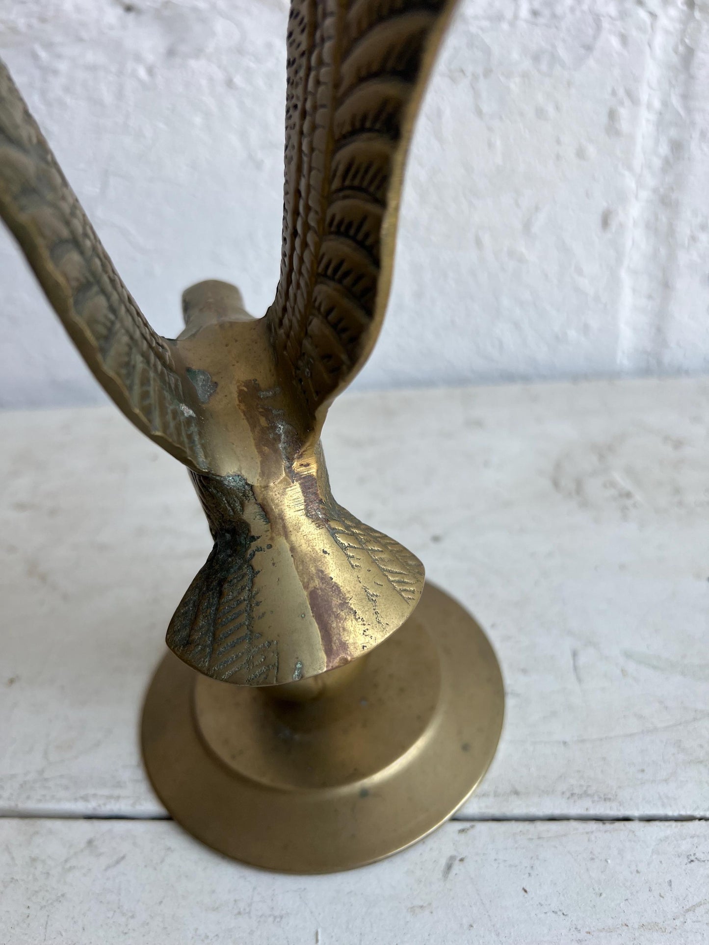 Vintage Brass Bald Eagle Statue: Patina Animal Figurine