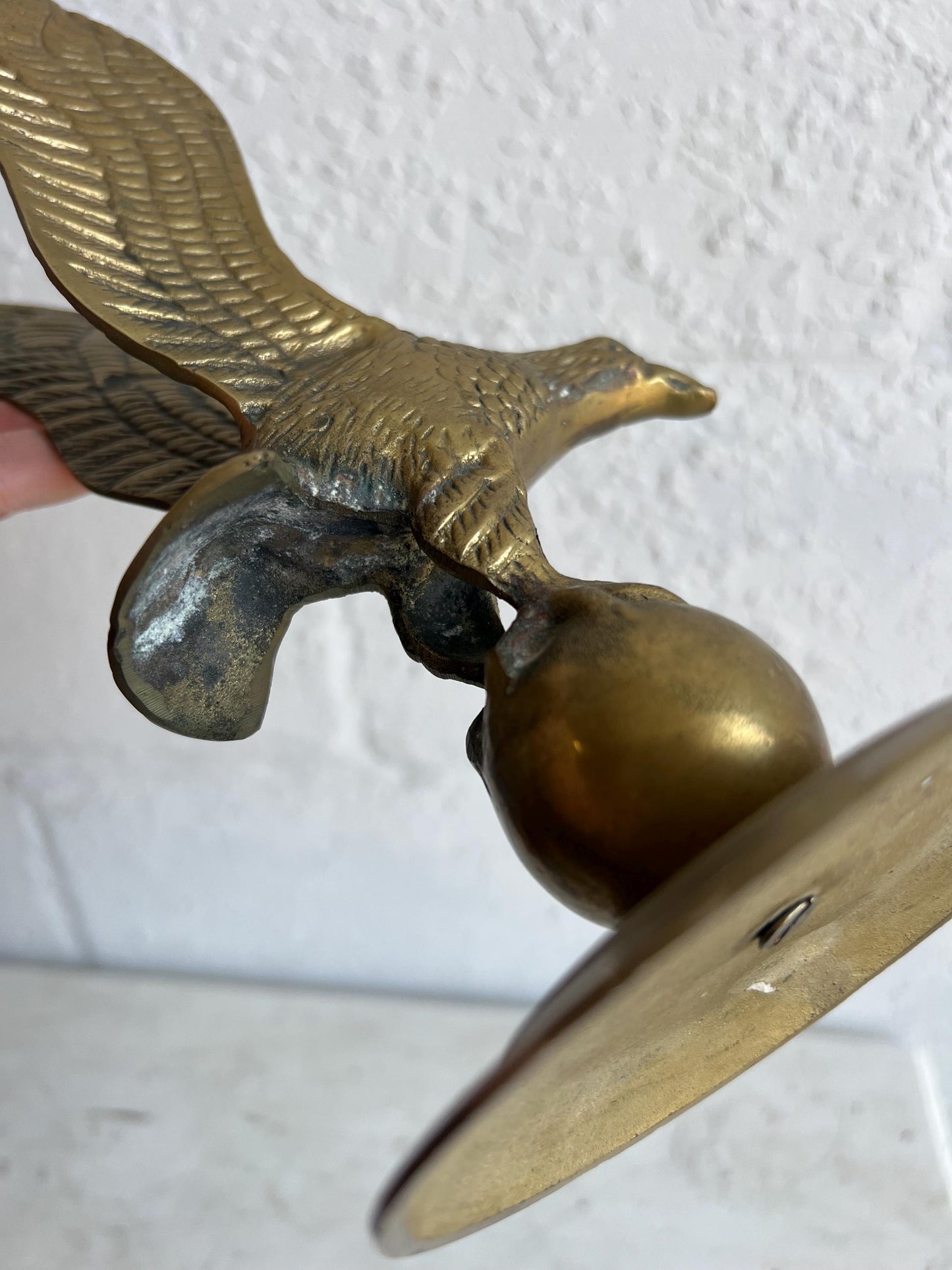Vintage Brass Bald Eagle Statue: Patina Animal Figurine
