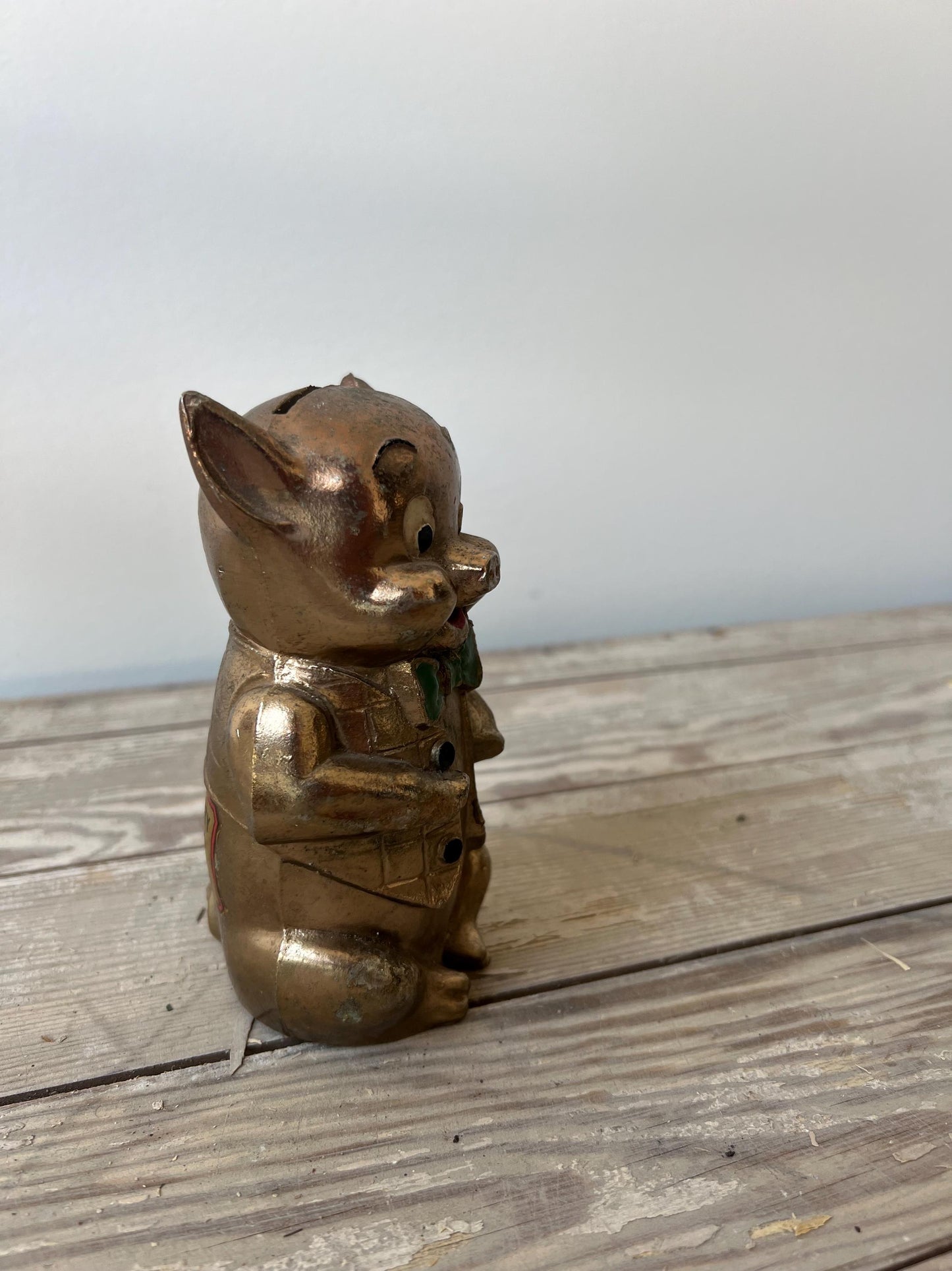 Vintage Porky Pig Metal Coin Bank - Keokuk County Bank Advertising