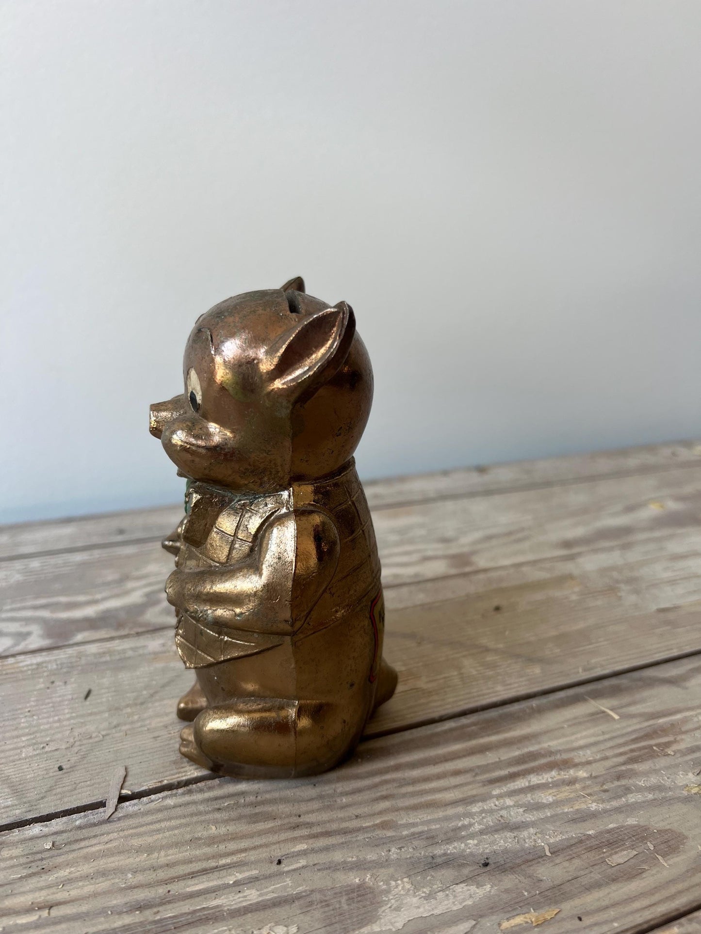 Vintage Porky Pig Metal Coin Bank - Keokuk County Bank Advertising