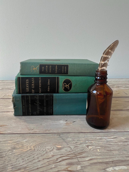 Vintage Blue-Green Book Stack: Antique Coffee Table Decor