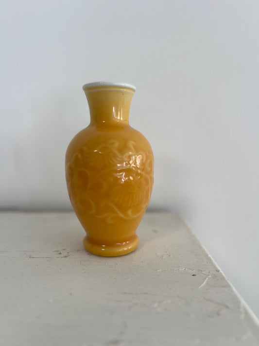Vintage Yellow Avon Bottle Vase - 6.5" Vase, Spring Bouquet Fragrance, 1981