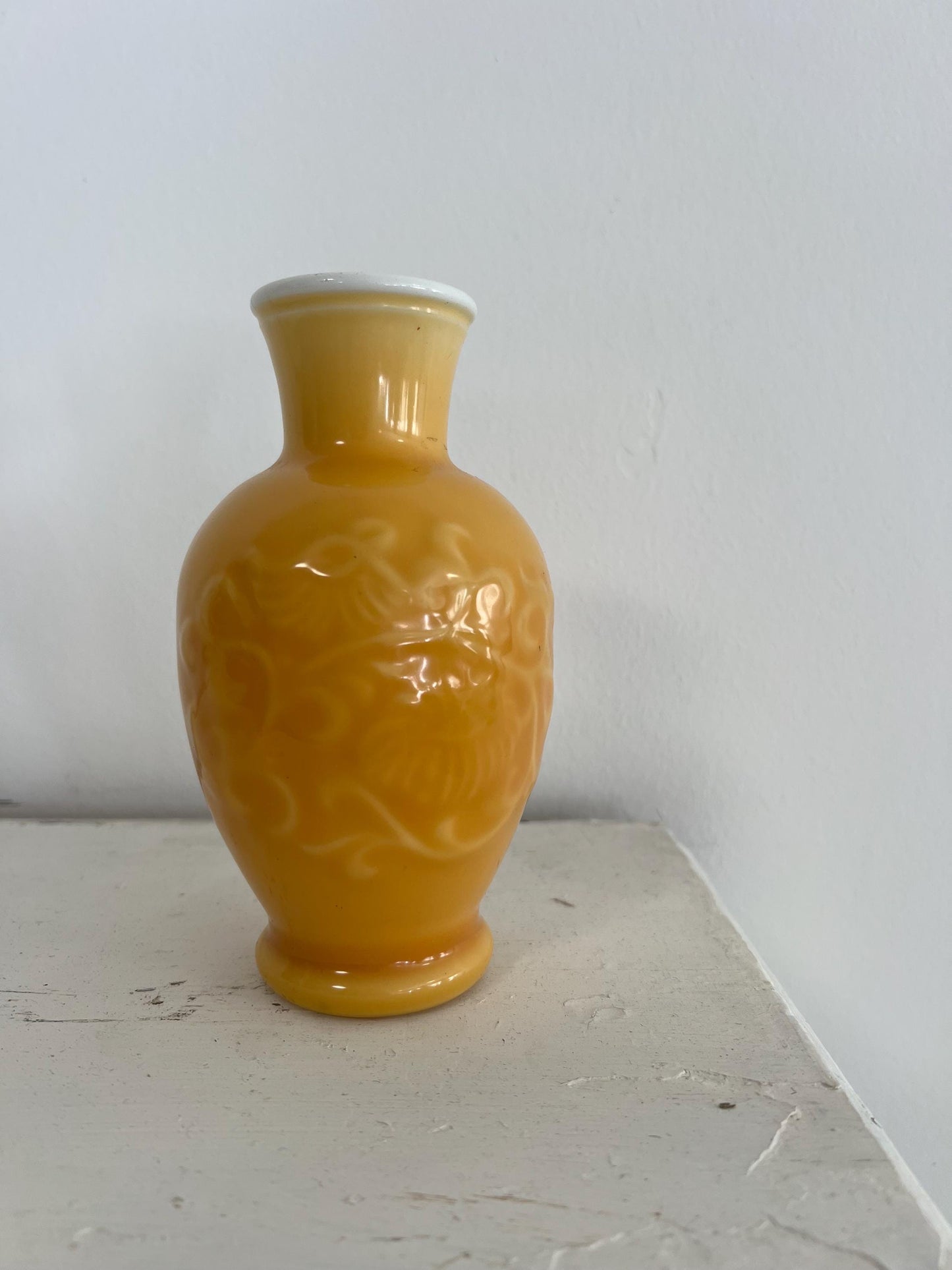 Vintage Yellow Avon Bottle Vase - 6.5" Vase, Spring Bouquet Fragrance, 1981