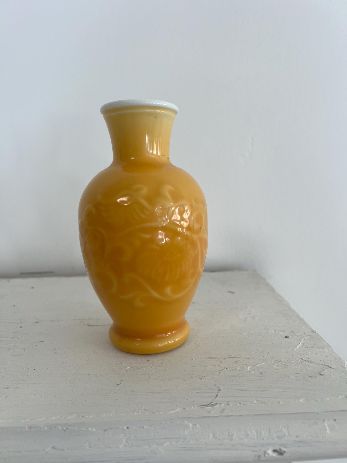 Vintage Yellow Avon Bottle Vase - 6.5" Vase, Spring Bouquet Fragrance, 1981