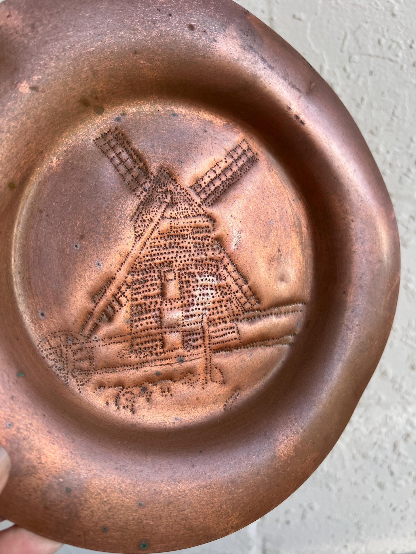 Vintage Hand-Stamped Copper Plate, Hanging Copper Art | Windmill or Light House {Choice}