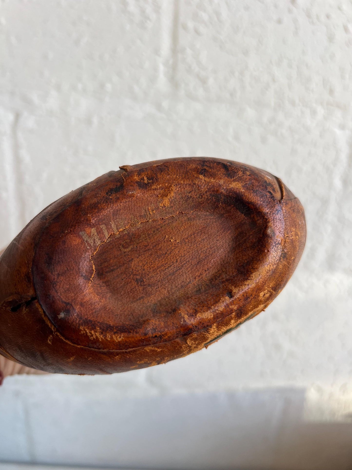 Vintage Leather Wrapped Bottle (No Lid), 11” tall