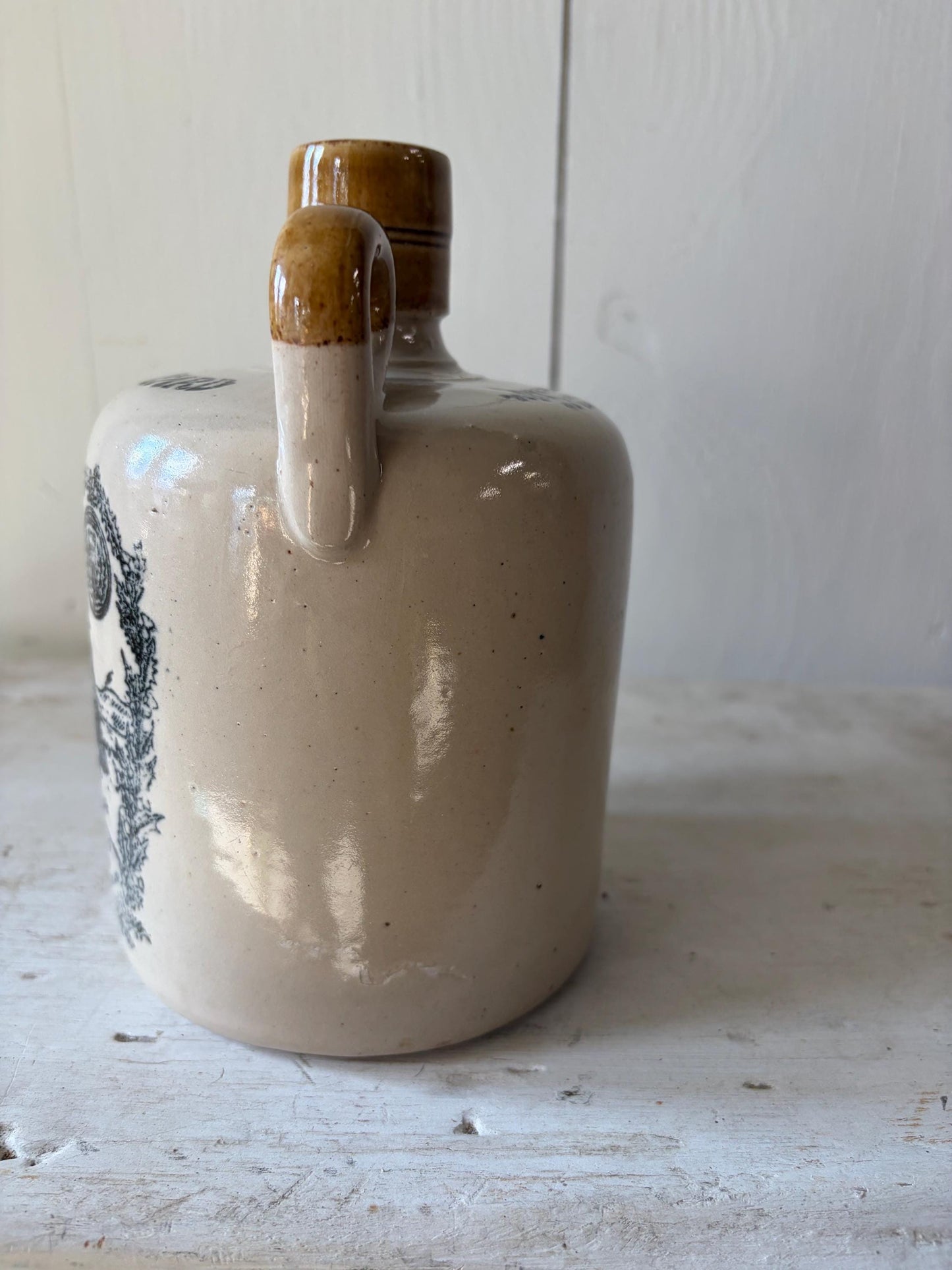 Vintage 7" Greybeard Stoneware Crock | Vintage Whiskey Jar, Glasgow, Scotland | Possil Pottery, One Handle