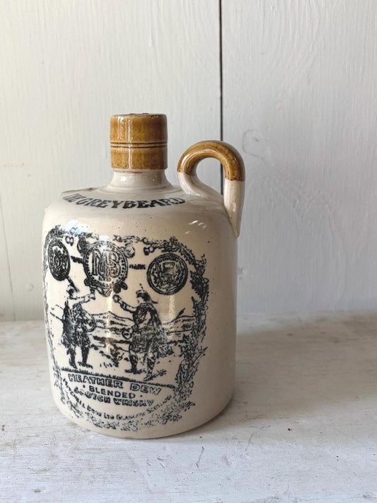 Vintage 7" Greybeard Stoneware Crock | Vintage Whiskey Jar, Glasgow, Scotland | Possil Pottery, One Handle
