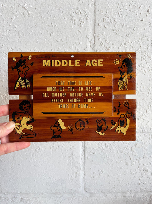 Vintage Wooden Humorous Kansas City Souvenir Plaque | Kitsch Wooden Sign 9x6 | Middle Age Humor