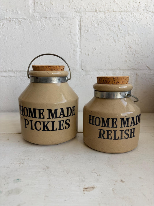 Vintage Pottery Crock {choice} with Wire Hand & Crock Lid  |  Vintage Stoneware | Vintage Kitchen, Moira Pottery, Pickles or Relish, England