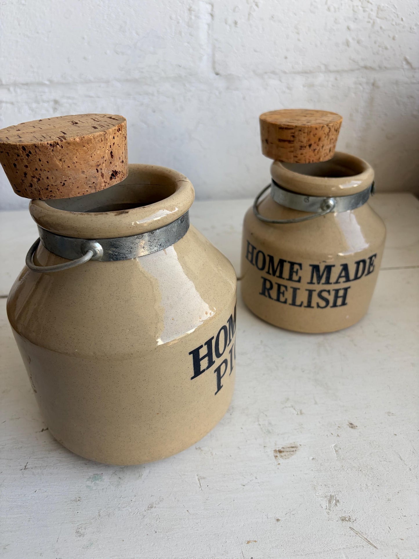 Vintage Pottery Crock {choice} with Wire Hand & Crock Lid  |  Vintage Stoneware | Vintage Kitchen, Moira Pottery, Pickles or Relish, England