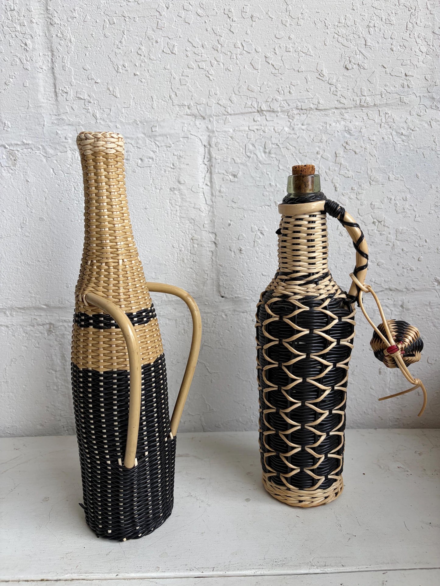 Vintage Plastic Woven Glass Decanter Bottles {CHOICE}