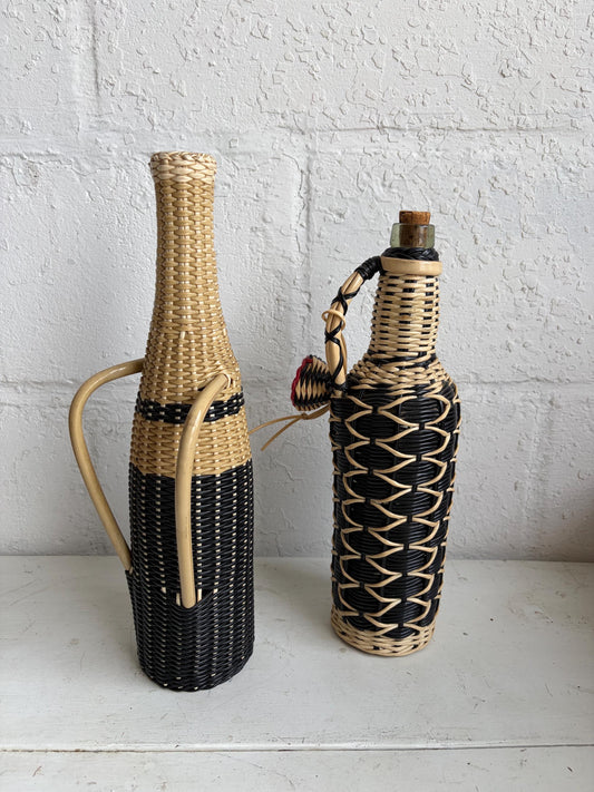 Vintage Plastic Woven Glass Decanter Bottles {CHOICE}