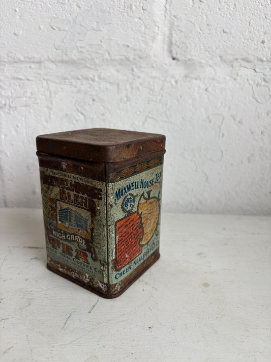 Vintage Maxwell House Tea Tin | Vintage Rusty Tin, Advertising Tin, Primitive Farmhouse Decor