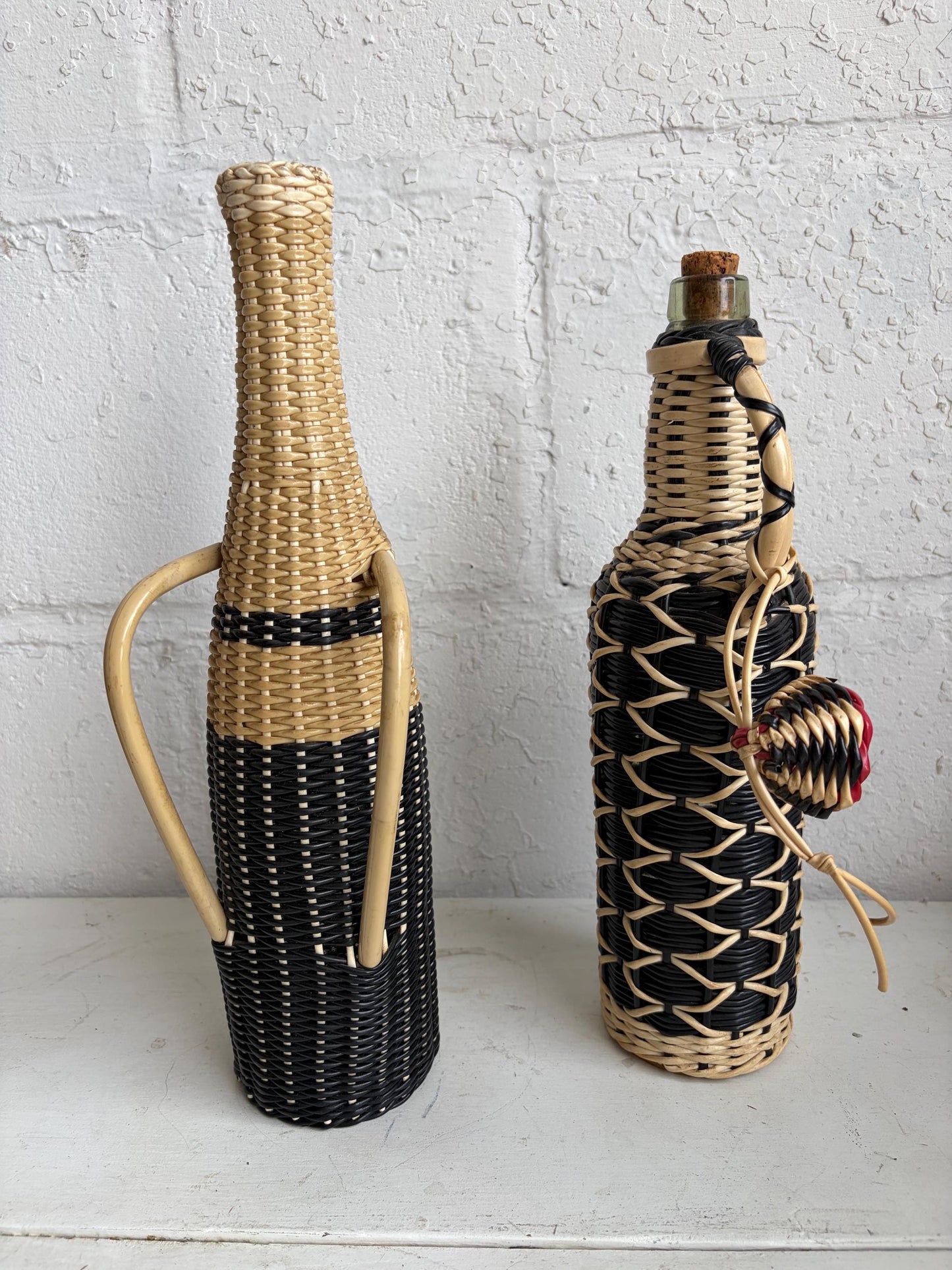 Vintage Plastic Woven Glass Decanter Bottles {CHOICE}