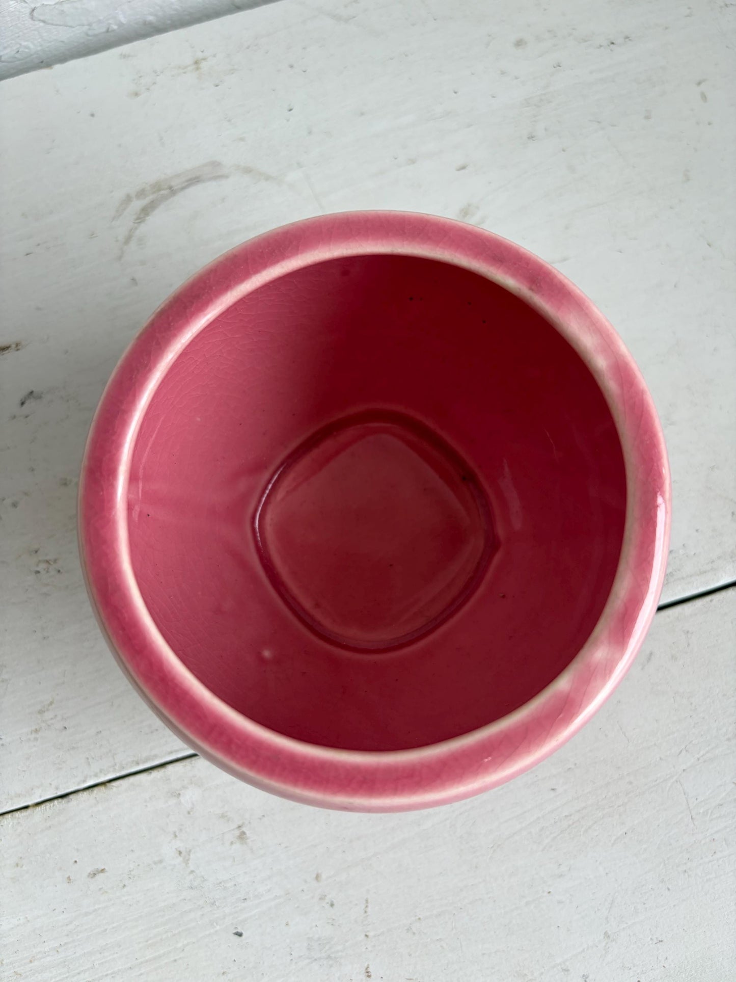 Vintage Mauve Pink Crackle Glaze Lidded Jar